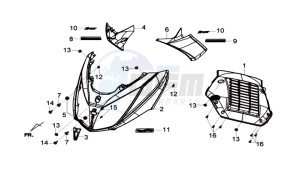 GTS 300i ABS drawing FR PLATE / INDICATORS / INNER LEG SHIELD