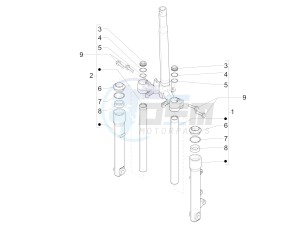 Liberty 150 iGet 4T 3V ie ABS (EMEA) drawing Fork's components (Wuxi Top)