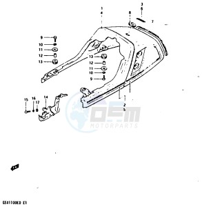 GSX1100 (Z-D) drawing SEAT TAIL COVER (GSX1100XD EXD)