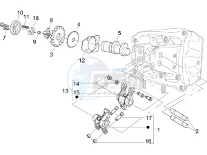 Beverly 500 (USA) USA drawing Camshaft - Rocking levers support unit