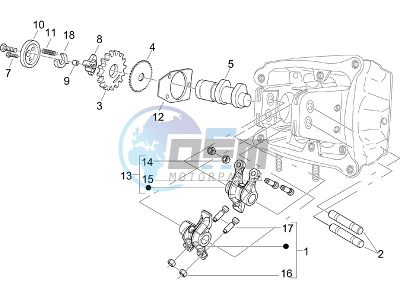 Camshaft - Rocking levers support unit