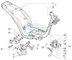 Liberty 125 la poste drawing Chassis - Central stand