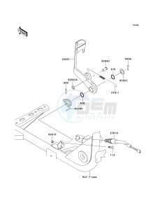 KVF 360 A [PRAIRIE 360 4X4] (A6F-A9F) A7F drawing BRAKE PEDAL