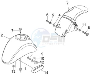 LX 50 4T U.S.A. drawing Front and rear mudguard