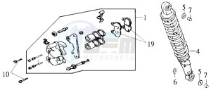 WOLF 125 drawing VOORBRAKE CALIPER / REAR SHOCK