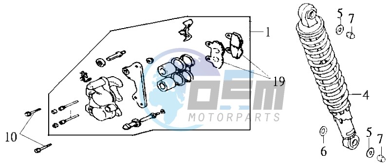 VOORBRAKE CALIPER / REAR SHOCK