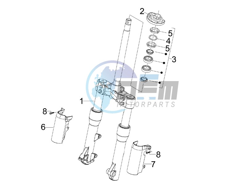 Fork steering tube - Steering bearing unit