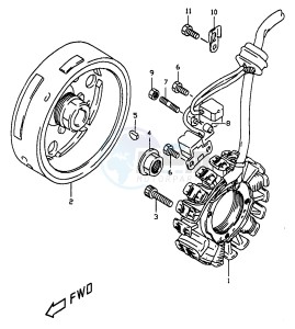 DR350 (V-W-X) drawing MAGNETO (MODEL W X, E24)