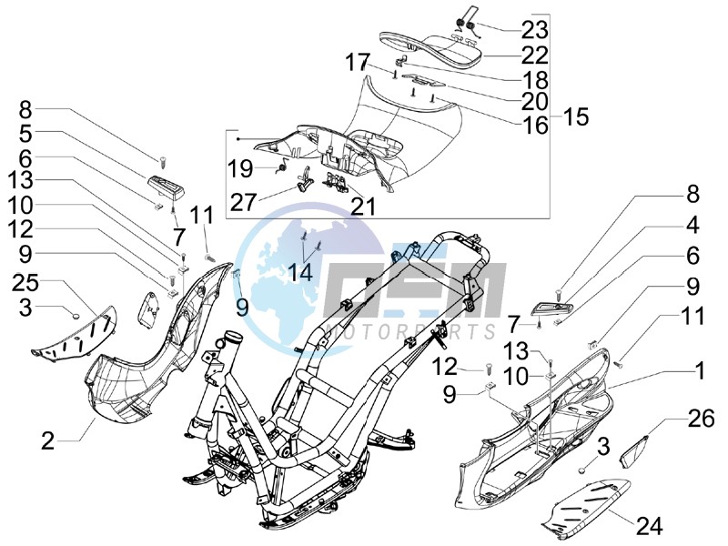 Central cover - Footrests