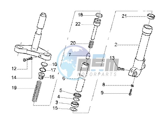 Showa front fork component parts