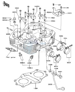 KZ 440 D [LTD BELT] (D2-D5) [LTD BELT] drawing CYLINDER HEAD -- KZ440-D2_D3_D4- -