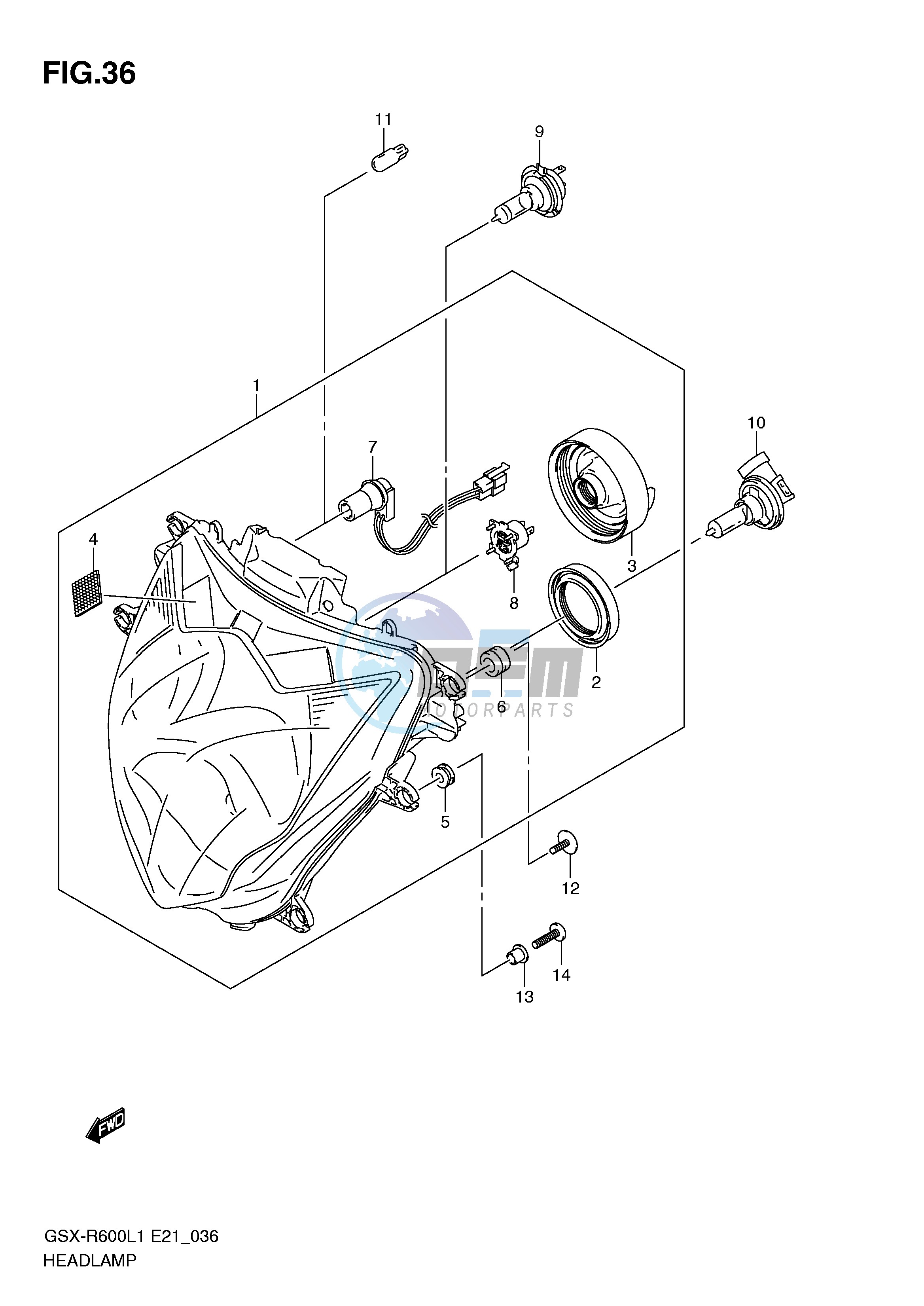 HEADLAMP (GSX-R600L1 E21)