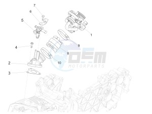 150 Sprint 4T 3V ie (APAC) (AU, CD, EX, JP, RI, TH, TN) drawing Throttle body - Injector - Union pipe