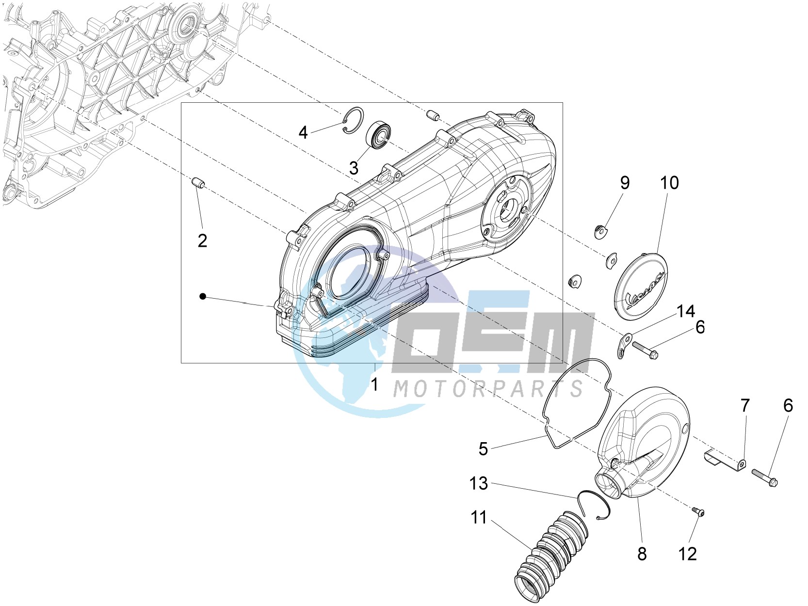 Crankcase cover and cooling