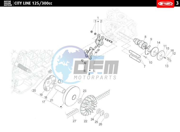 CYLINDER HEAD - CAMSHAFT  125 cc