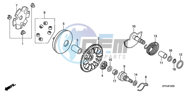 DRIVE FACE/ KICK STARTER SPINDLE