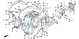 TRX350FM FOURTRAX 350 4X4ES drawing REAR FENDER (1)