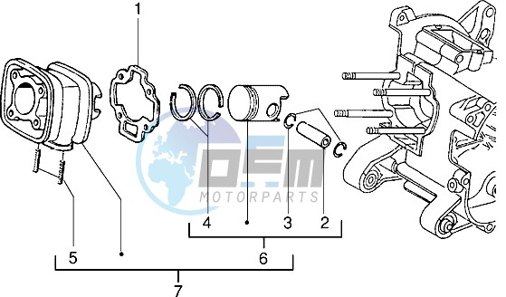 Cylinder-piston-wrist pin assy