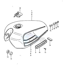 GSX1100 (T-X) drawing FUEL TANK (GSX1100T ET : 24L)