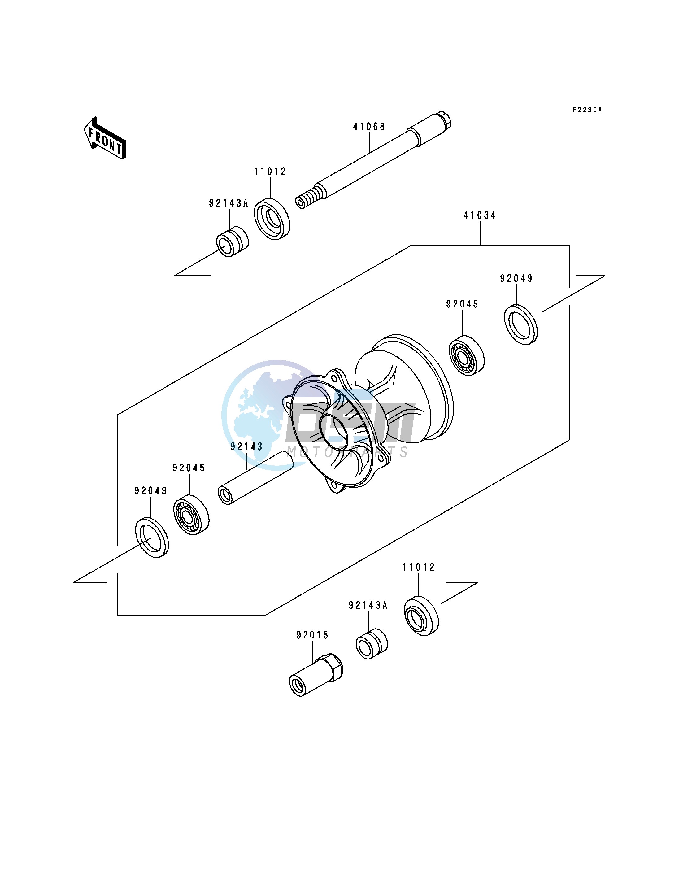 FRONT HUB-- KX500-E6_E7_E8- -