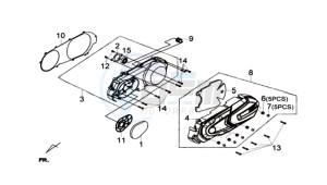 GTS 300i ABS drawing CRANKCASE COVER LEFT