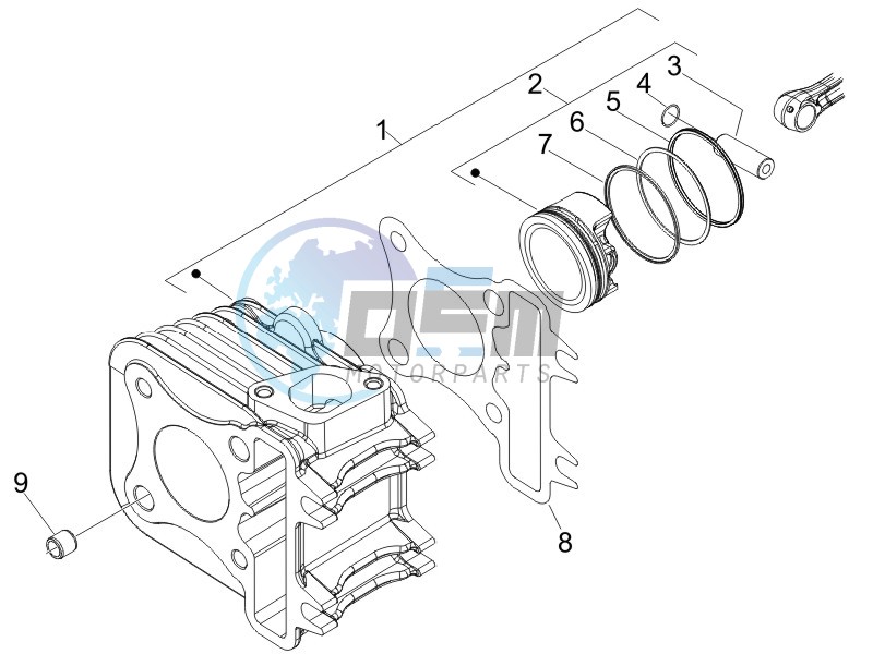 Cylinder - piston - wrist pin unit