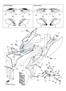 YZ250F (17D9 17DA 17DB 17DC) drawing SIDE COVER & OIL TANK