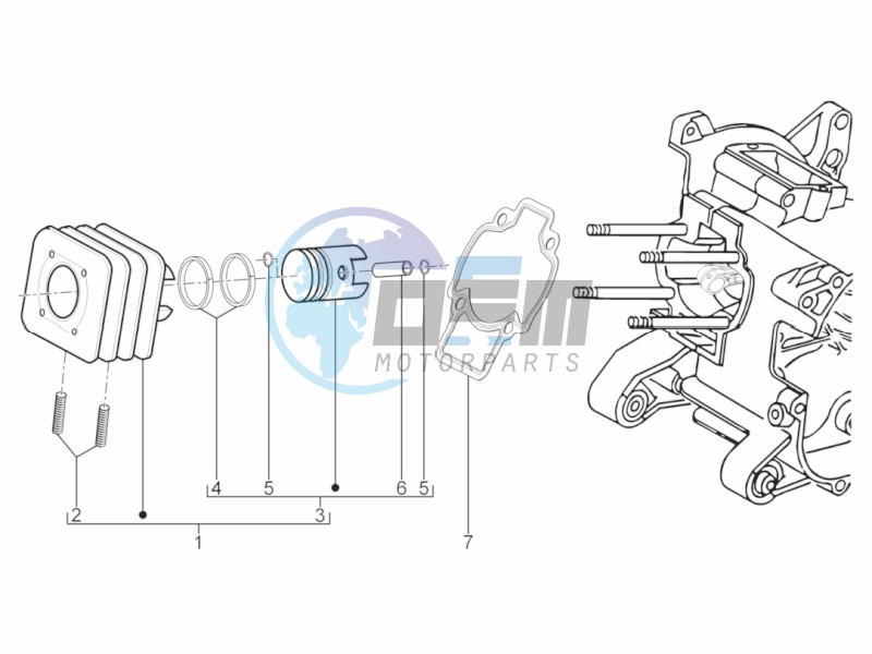 Cylinder-piston-wrist pin unit