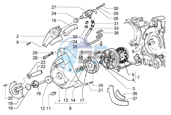 Flywheel magneto-secondary air box