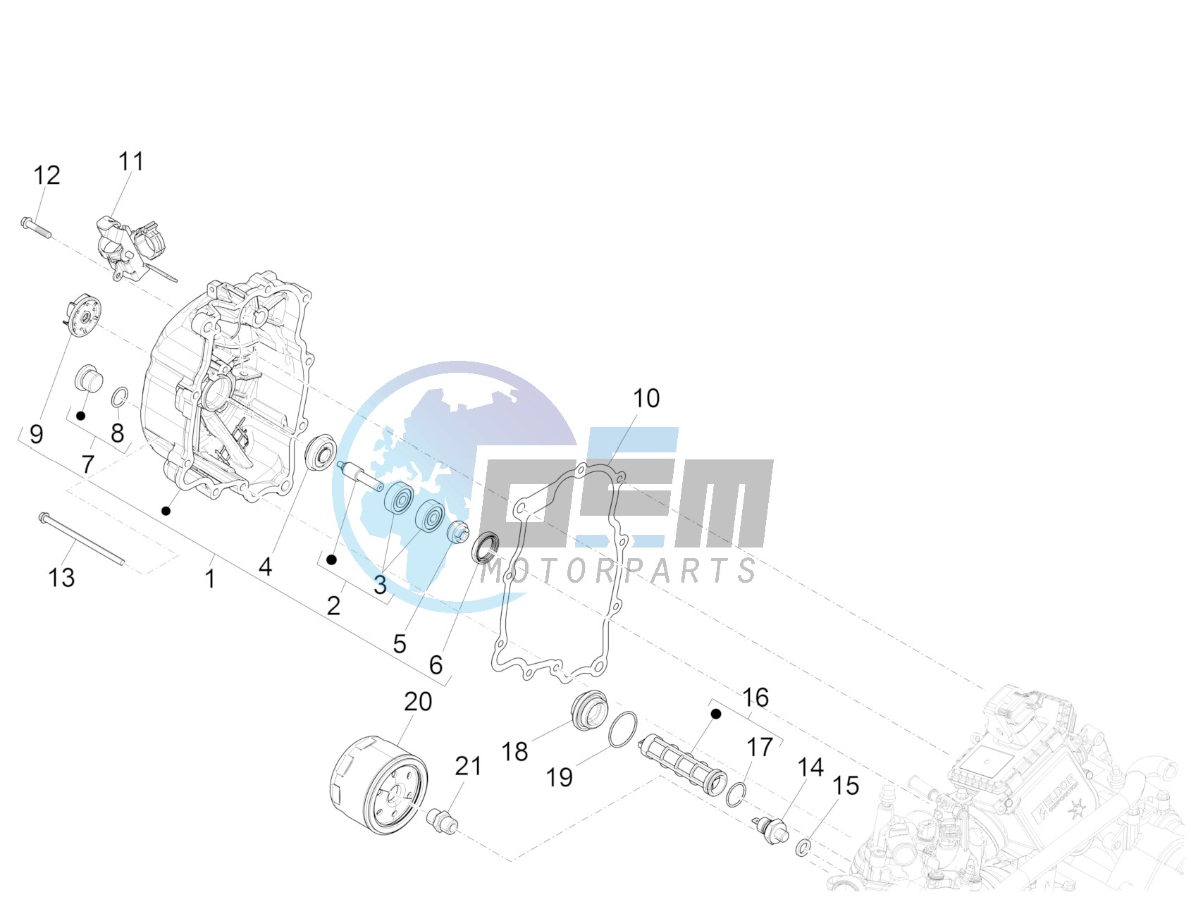 Flywheel magneto cover - Oil filter