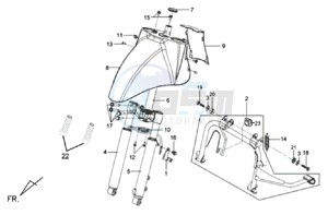 MIO 50 drawing FRONT FENDER / FRONT FORK/ CENTRAL STAND