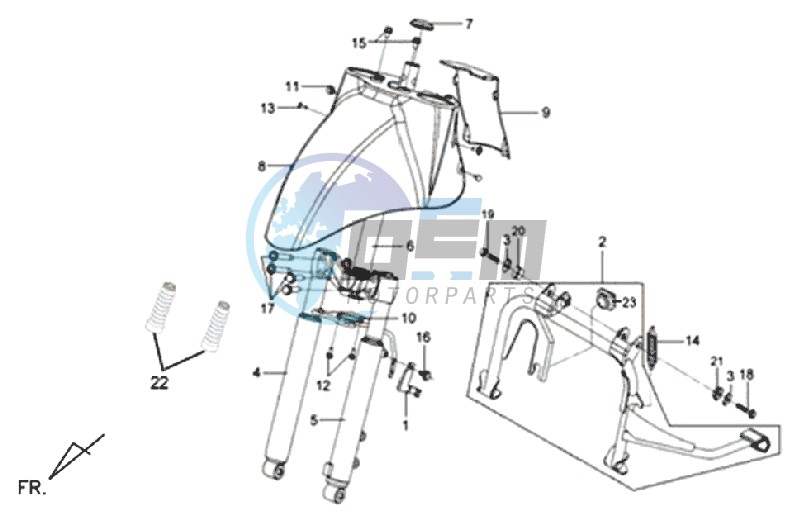 FRONT FENDER / FRONT FORK/ CENTRAL STAND