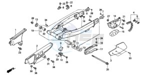 XR600R drawing SWINGARM/CHAIN CASE