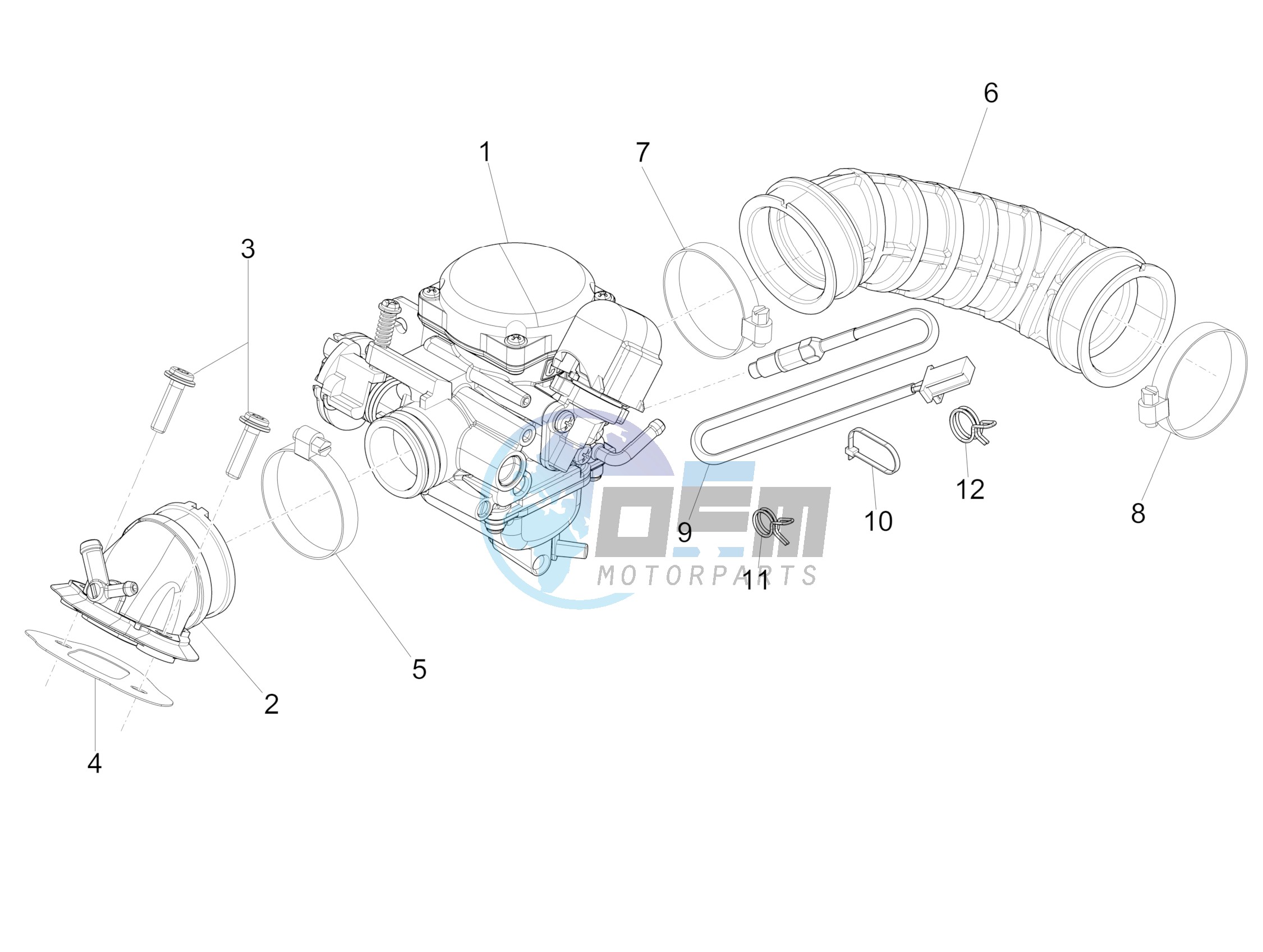 Carburettor, assembly - Union pipe