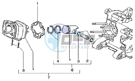 Cylinder-piston-wrist pin assy