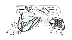 GTS 125I drawing FR PLATE / INDICATORS / INNER LEG SHIELD