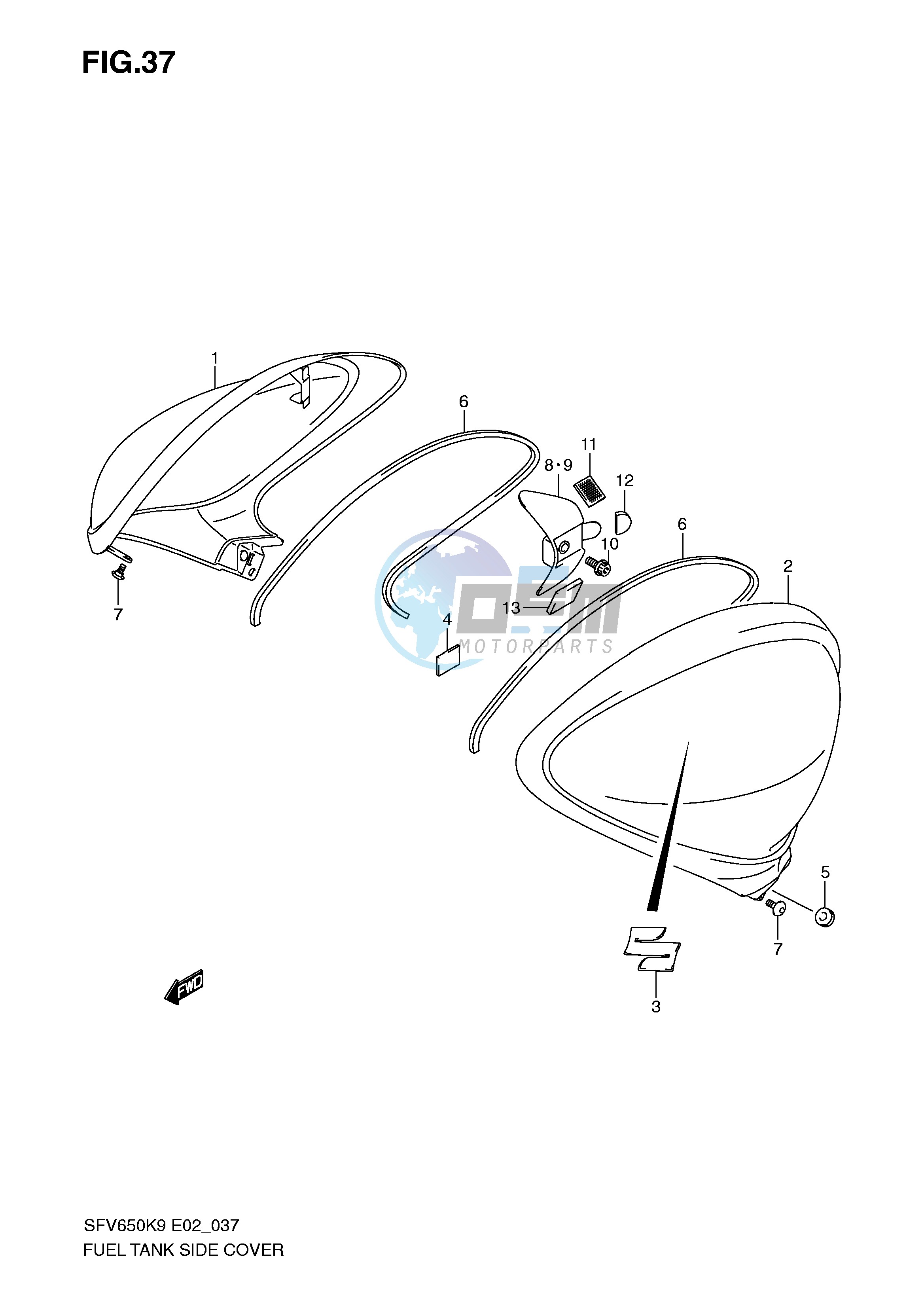 FUEL TANK SIDE COVER (MODEL K9)