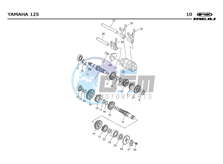 GEARBOX  Yamaha 125 4t Euro 2