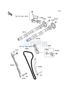 ZZR1400_ABS ZX1400D9F FR GB XX (EU ME A(FRICA) drawing Camshaft(s)/Tensioner