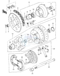 KZ 400 C (C1) drawing REAR HUB_BRAKE_CHAIN