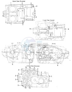 KZ 400 C (C1) drawing CRANKCASE BOLT & STUD PATTERN