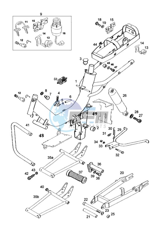 Frame-rear fork-central stand-covers