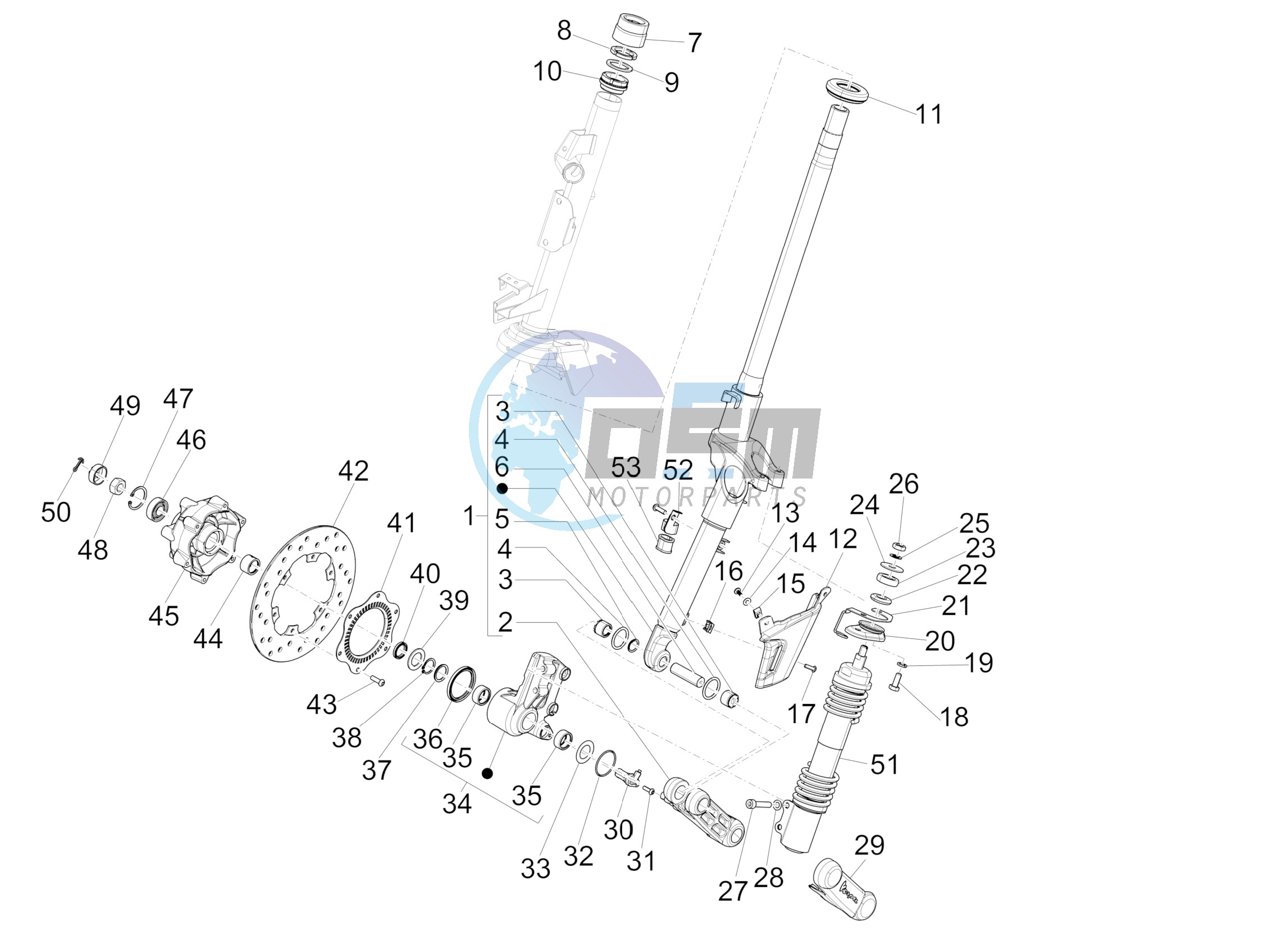 Fork/steering tube - Steering bearing unit