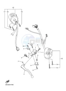 XJ6SA 600 DIVERSION (S-TYPE, ABS) (36D8 36DA) drawing HANDLE SWITCH & LEVER