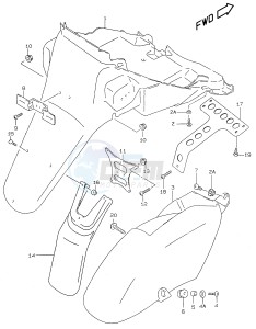 AY50 (V-W-X-Y) katana drawing REAR FENDER (model V W X)