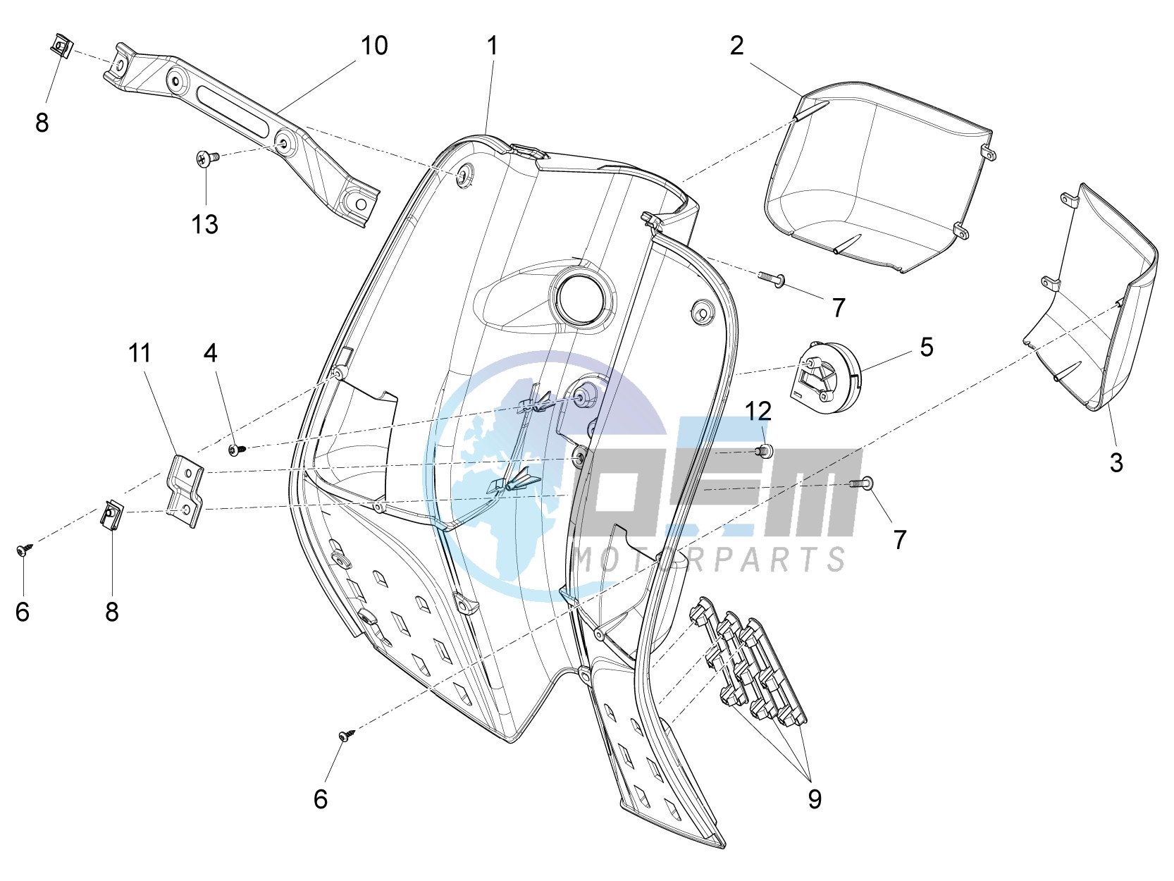 Front glovebox - Knee-guard panel