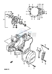 RM250 (K-L-M-N) drawing CRANKCASE COVER-WATER PUMP (MODEL K)