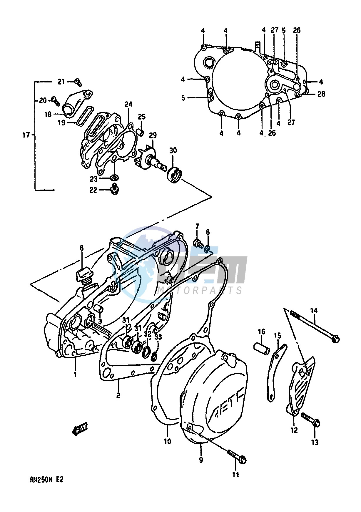 CRANKCASE COVER-WATER PUMP (MODEL K)