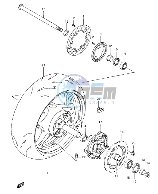 REAR WHEEL (GSX1300BKAK8/AU2K8/AK9/AUFK9/AL0/AUFL0)