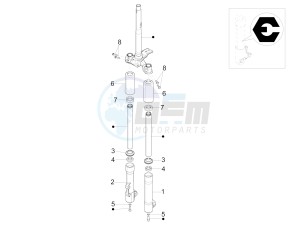 Liberty 125 4t Delivery e3 Single drawing Fork's components (Escorts)